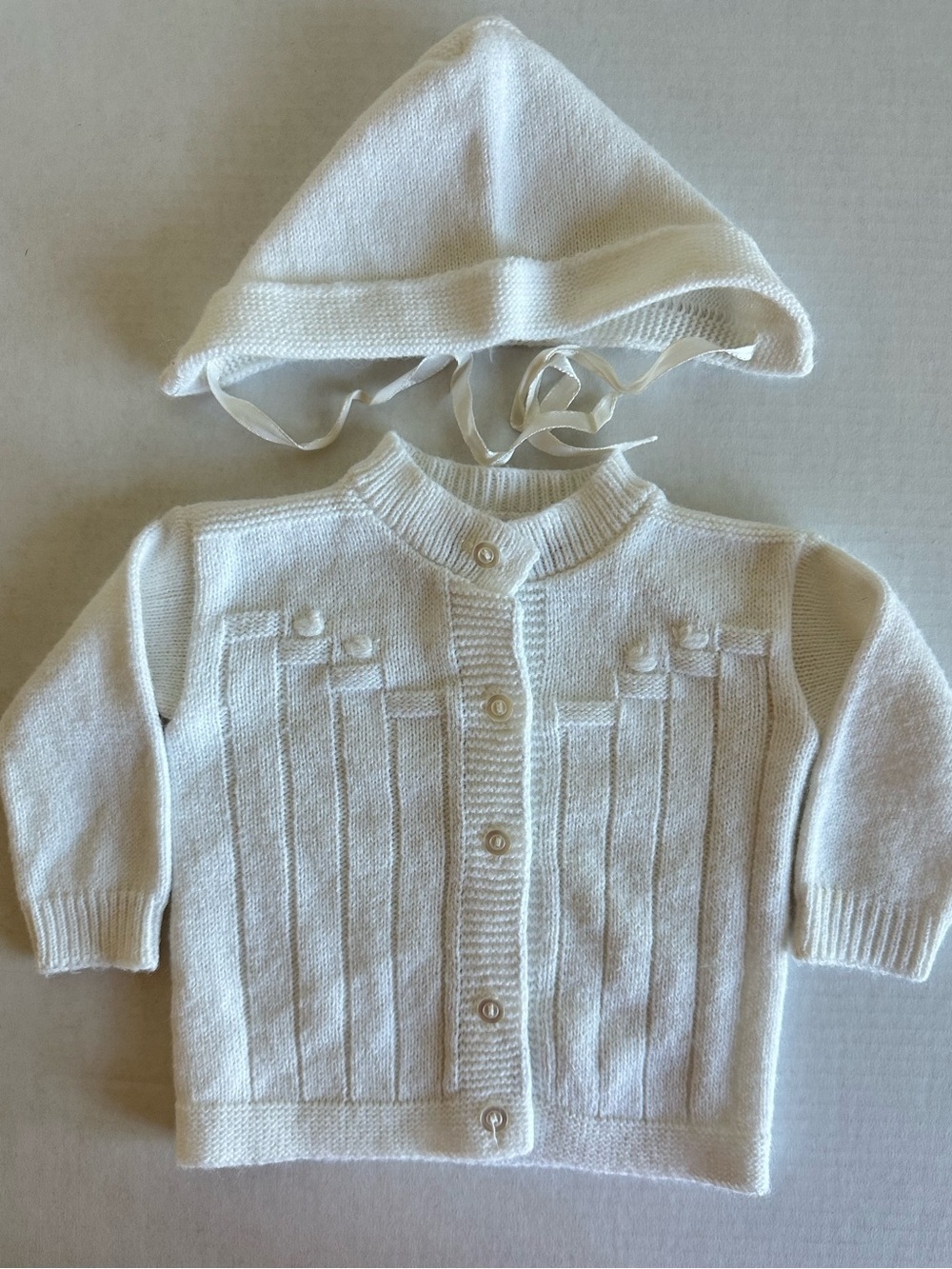 Vintage Blue Bird Knit Duck Sweater Cardigan Hat 70s 80s 3-6m Made in USA